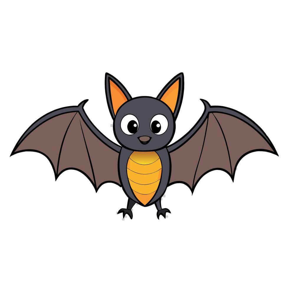 A cartoon bat with orange eyes and orange wings vector
