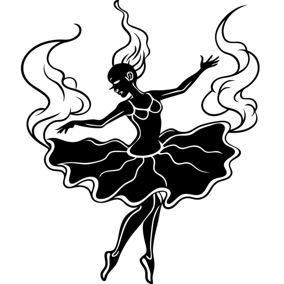 A black and white silhouette of a ballerina vector