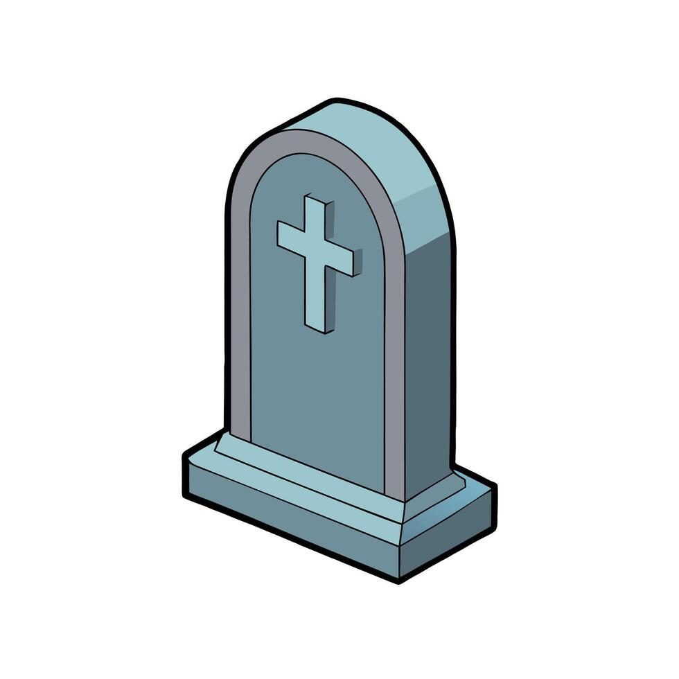A grave stone with a cross on it vector