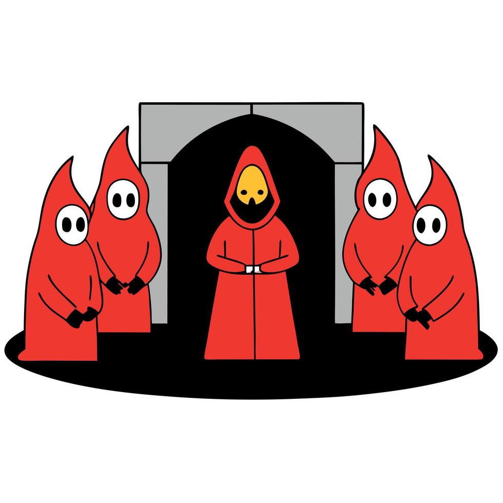 A cartoon of a man in red robes standing in front of a group of people vector