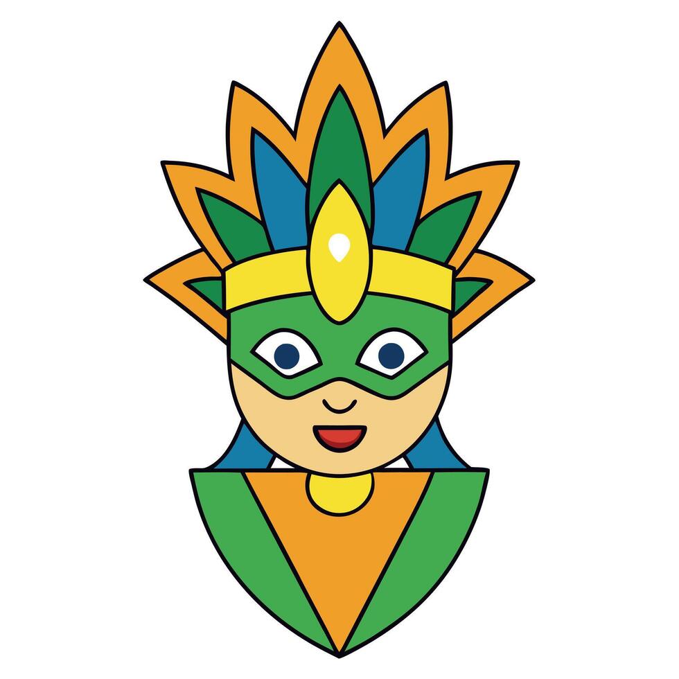 A cartoon mask with a green and orange head vector