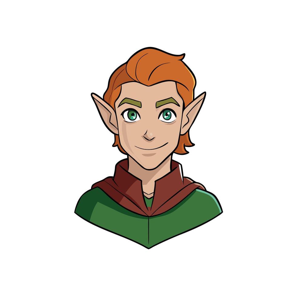 A cartoon elf with red hair and green eyes vector