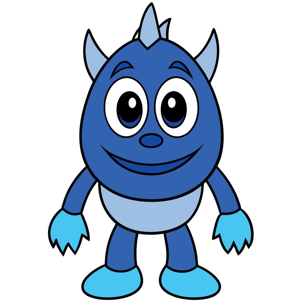 Blue monster cartoon character vector