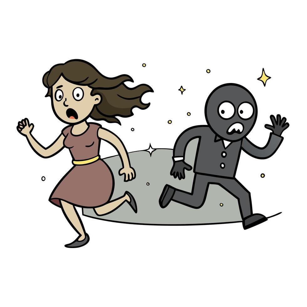 A cartoon man and woman running away from a zombie vector