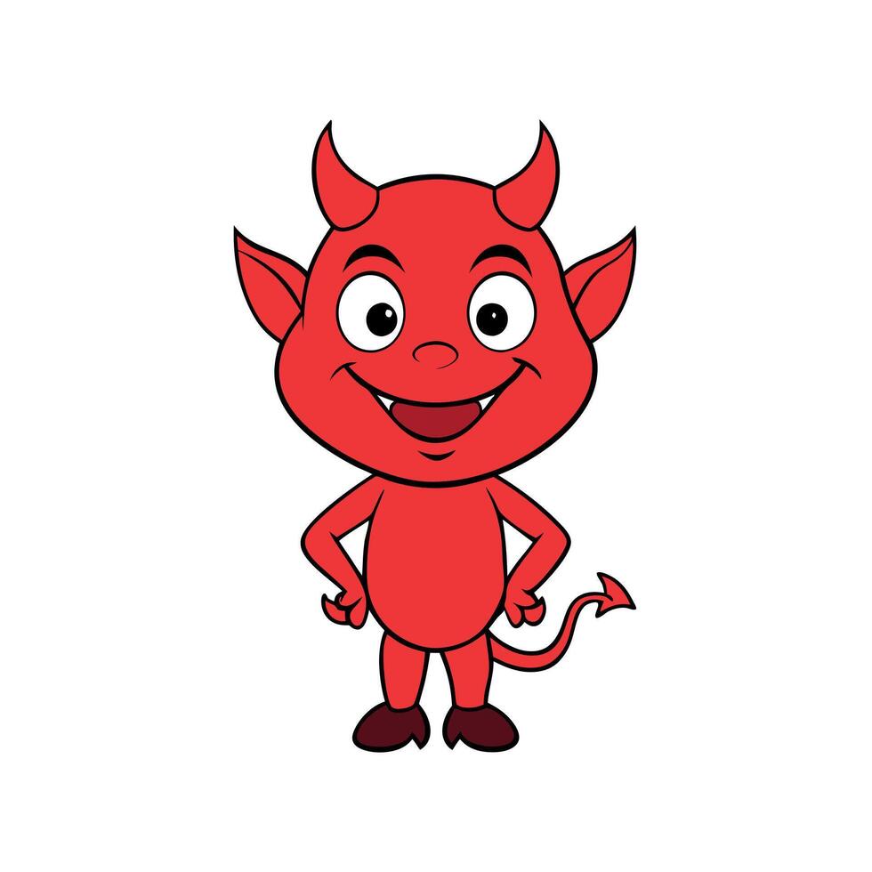 A cartoon devil character with horns and a smile vector