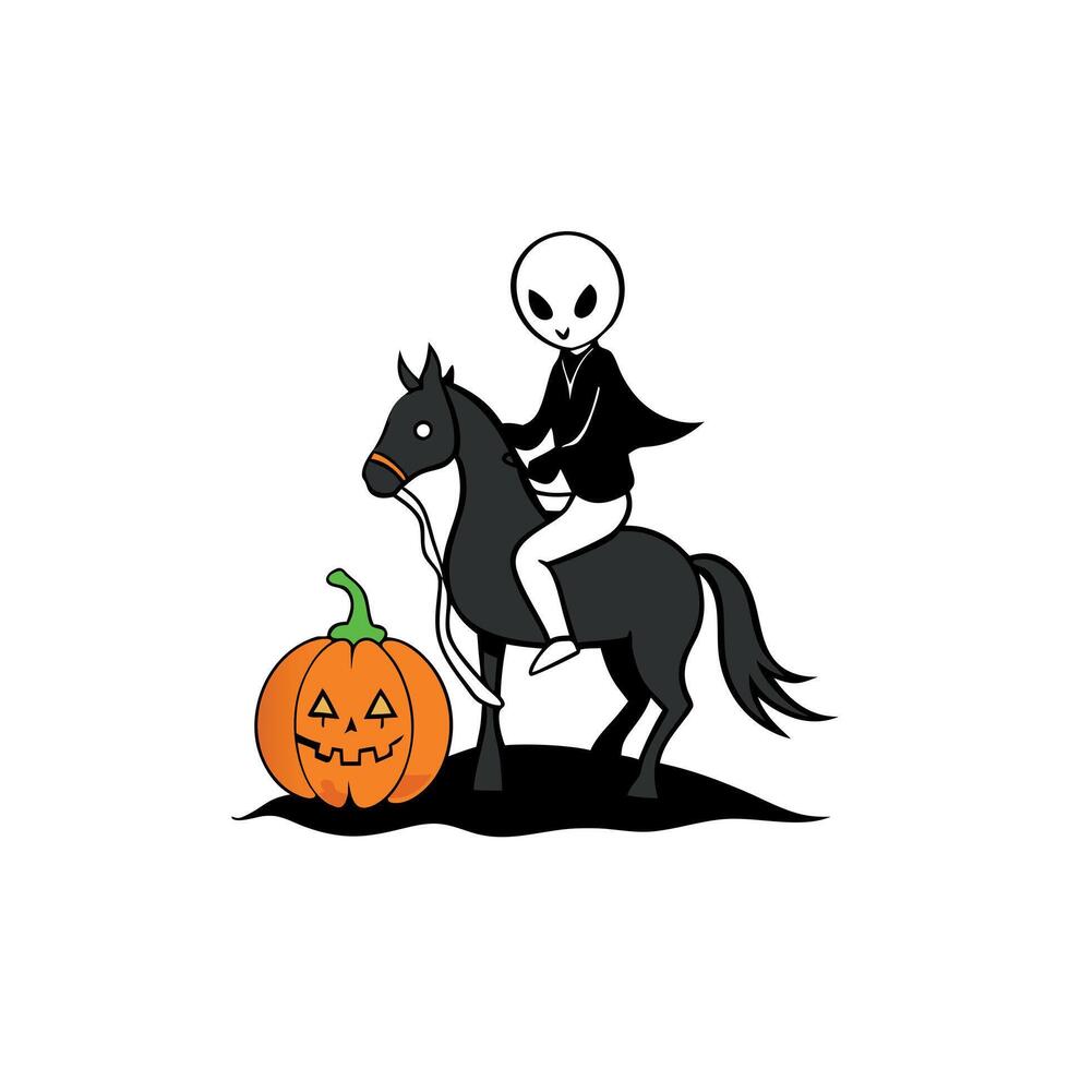 Halloween horse and pumpkin illustration vector