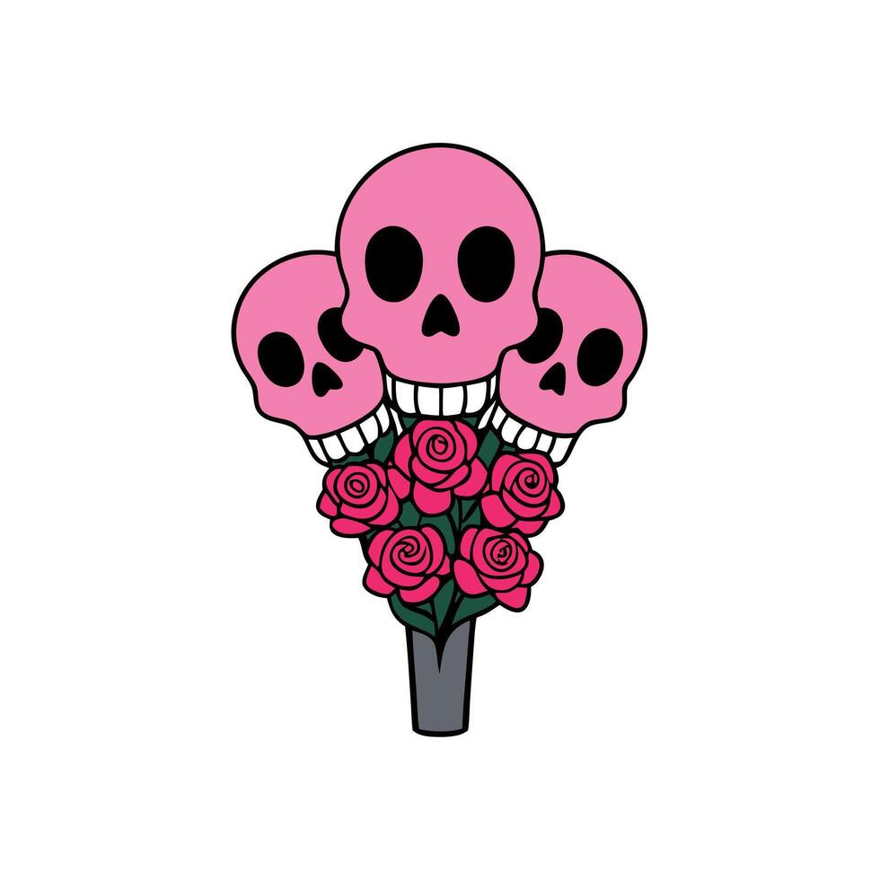 A skull with roses in a vase vector