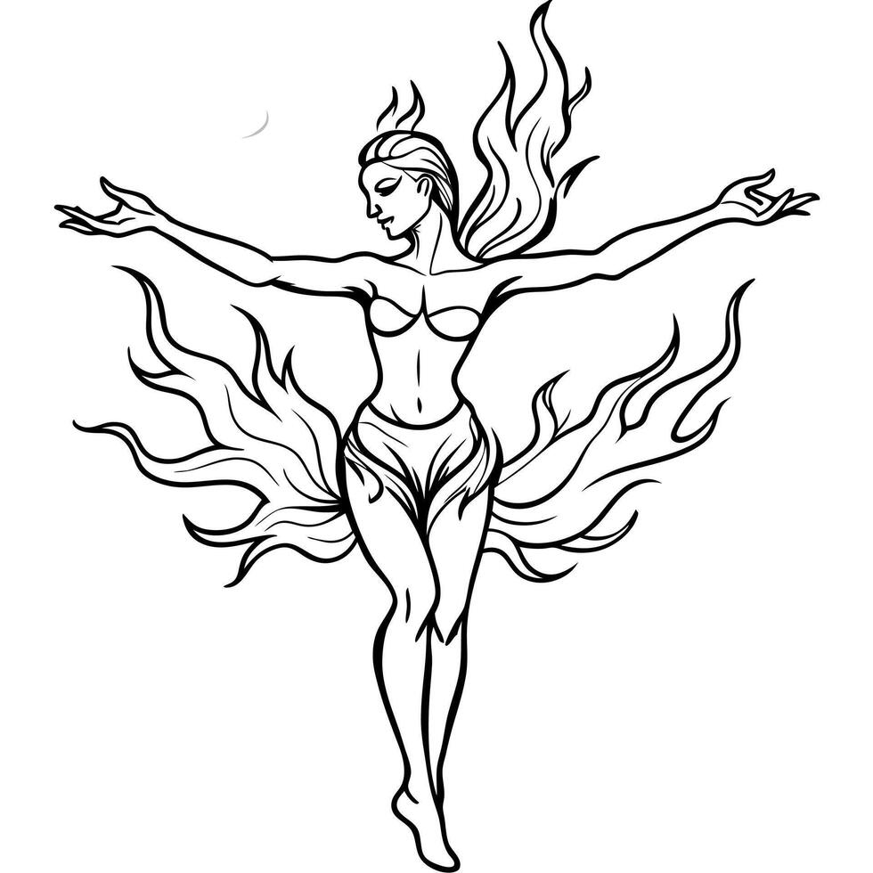 A woman with fire in her hair and wings vector