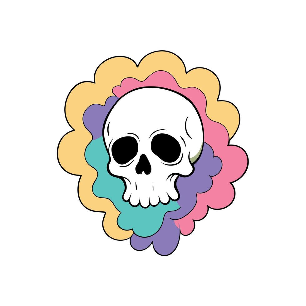 A skull with a colorful cloud around it vector