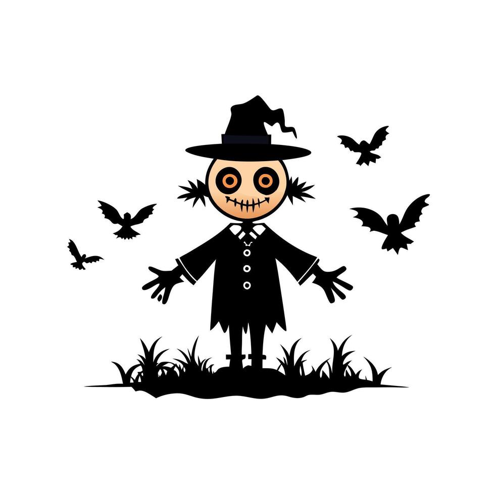 Scarecrow with birds vector