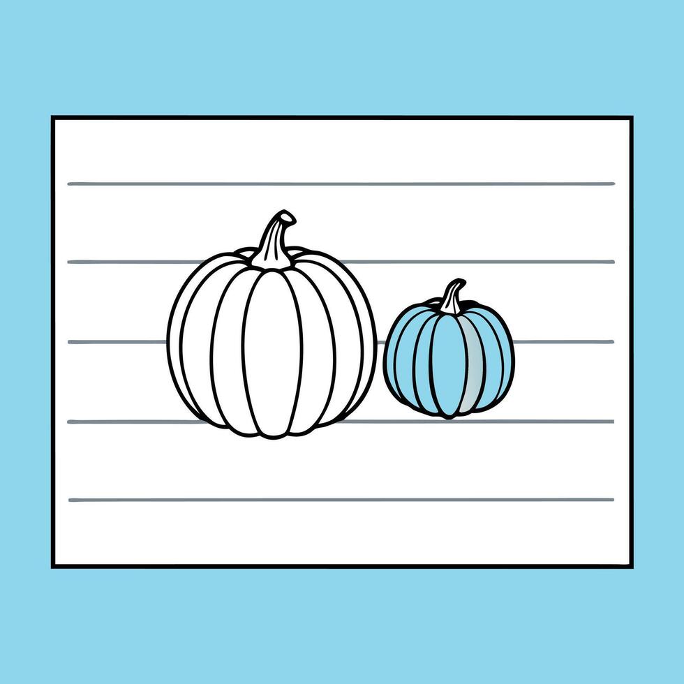 A drawing of two pumpkins on a piece of paper vector