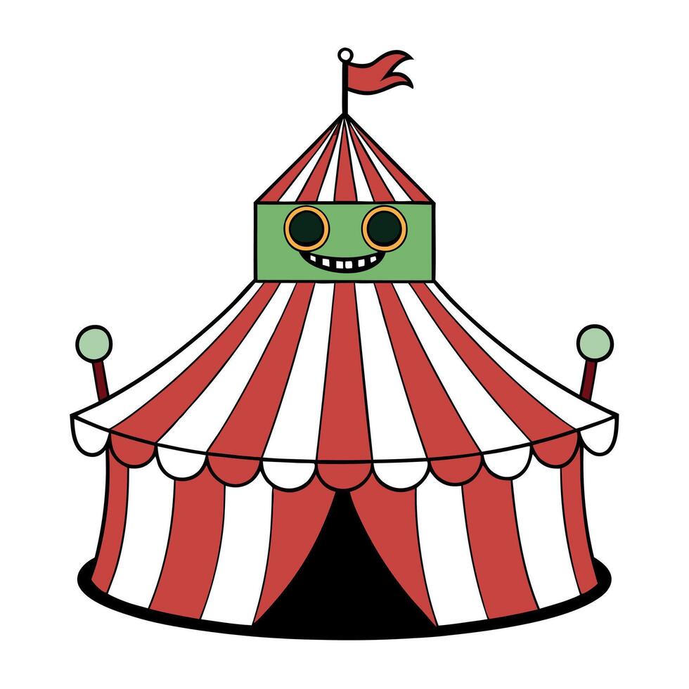 A cartoon circus tent with a green face vector