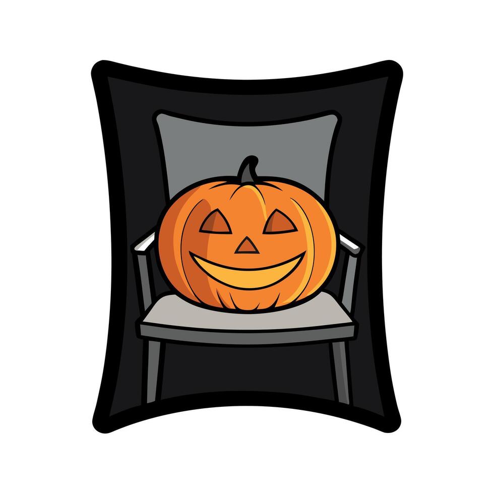 Halloween pumpkin sitting on a chair illustration vector