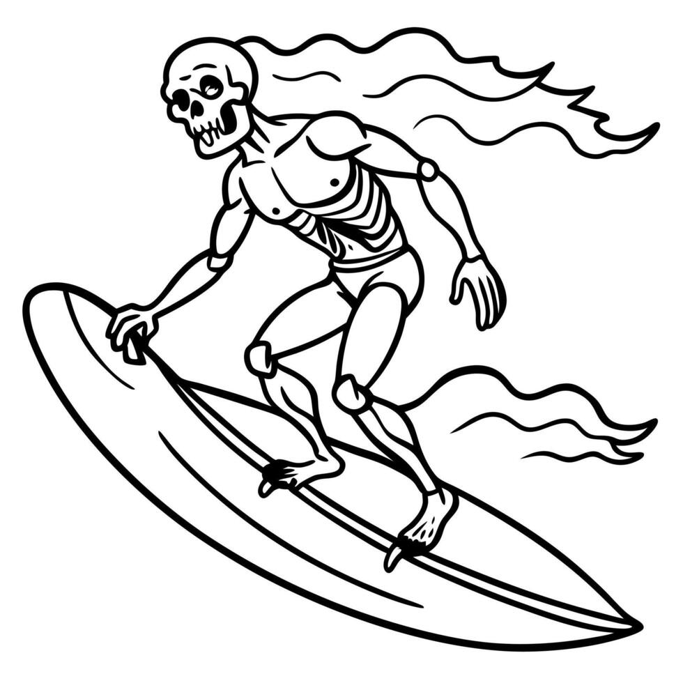 Skeleton surfing on a surfboard vector
