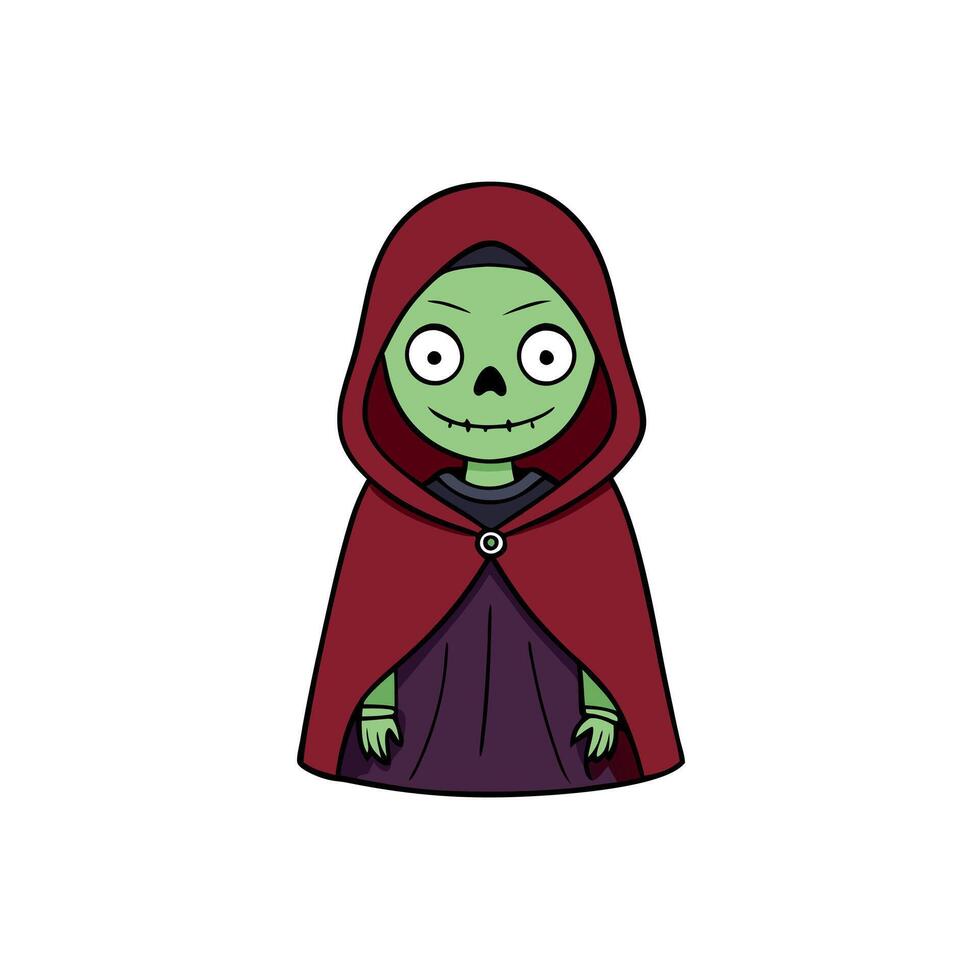 A cartoon zombie in a red cloak vector