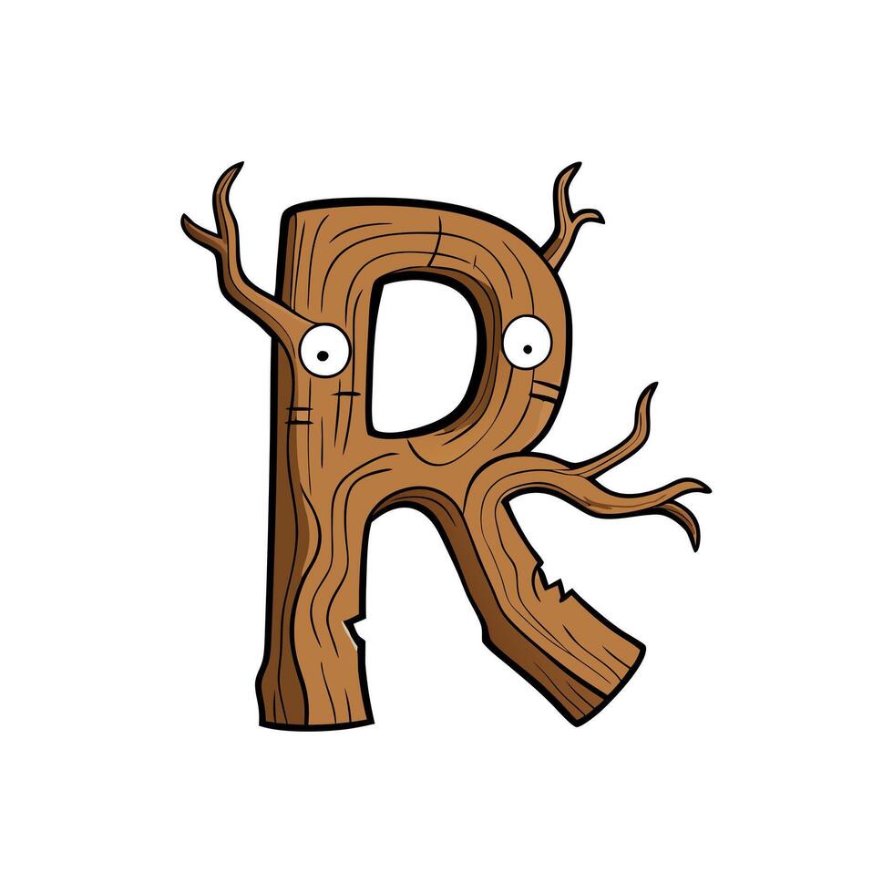 A cartoon letter r with a tree trunk vector