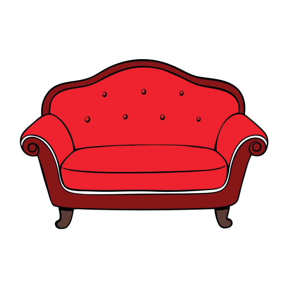 A red couch on a white background vector