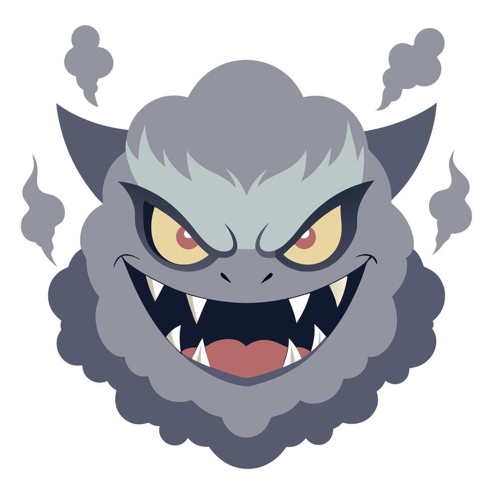 A cartoon character with a big head and angry eyes vector