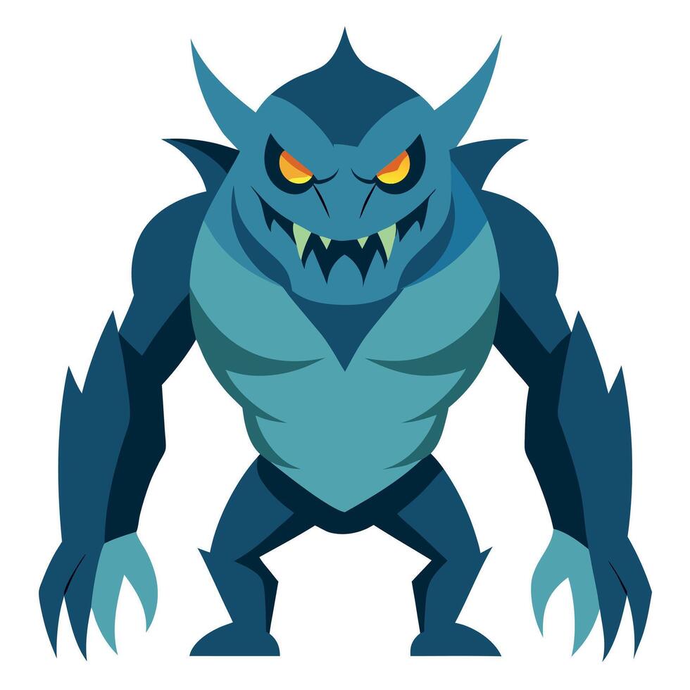 A cartoon monster with big eyes and fangs vector