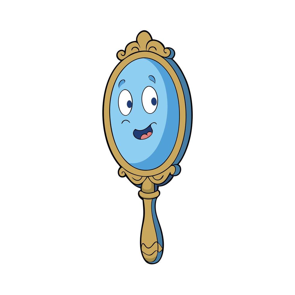 A cartoon blue mirror with a smiling face vector