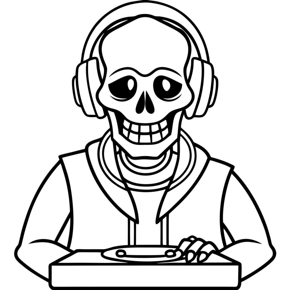 Dj skull with headphones vector