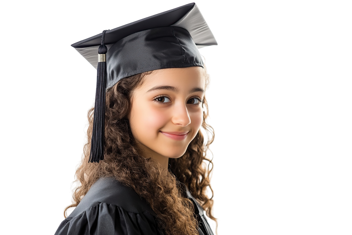 Girl graduating on transparent background. png