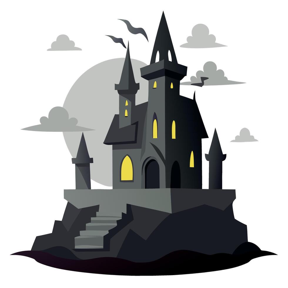 Halloween castle with bats and bats on the roof vector