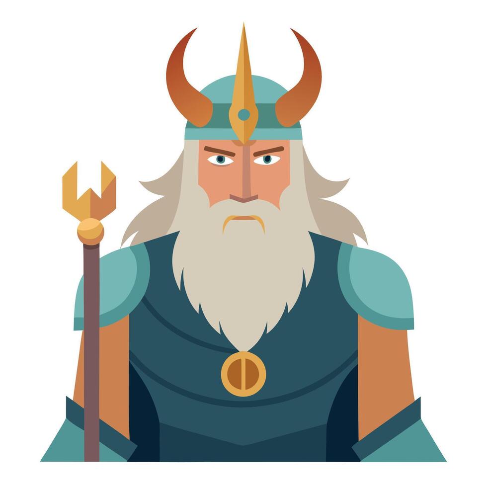 A cartoon image of a viking with a staff vector