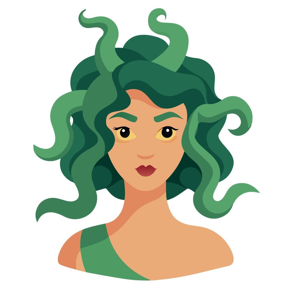 Medusa, a greek mythological creature with green hair vector