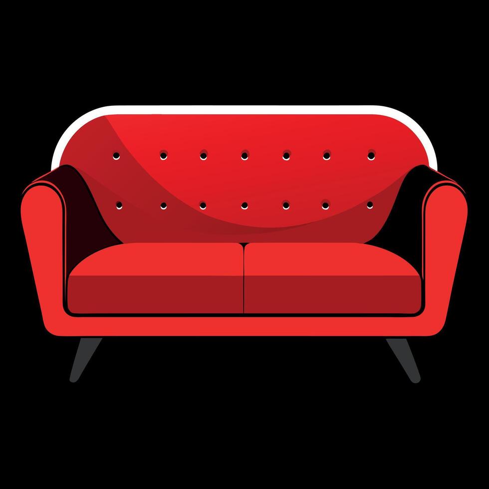 A red couch with a black background vector
