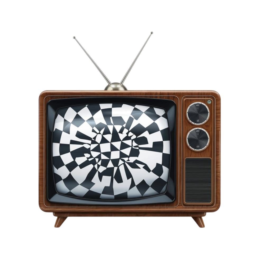 Vintage Television With Black And White Spiral png