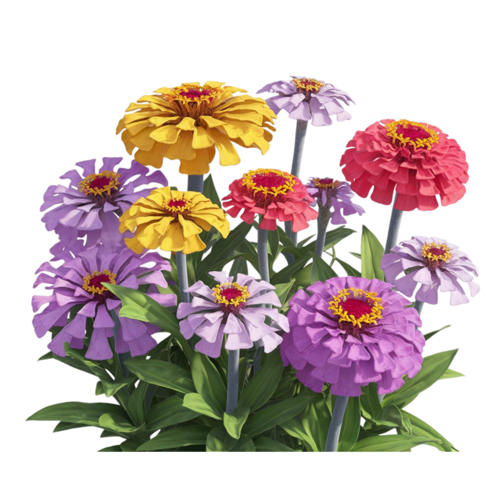 Colorful Zinnia Flowers In Bloom Arrangement png