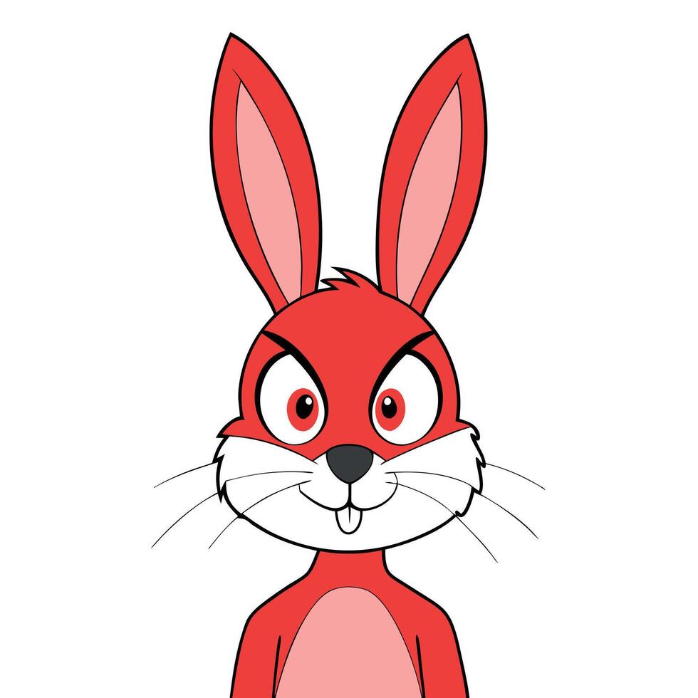 An angry rabbit with a red face and big eyes vector