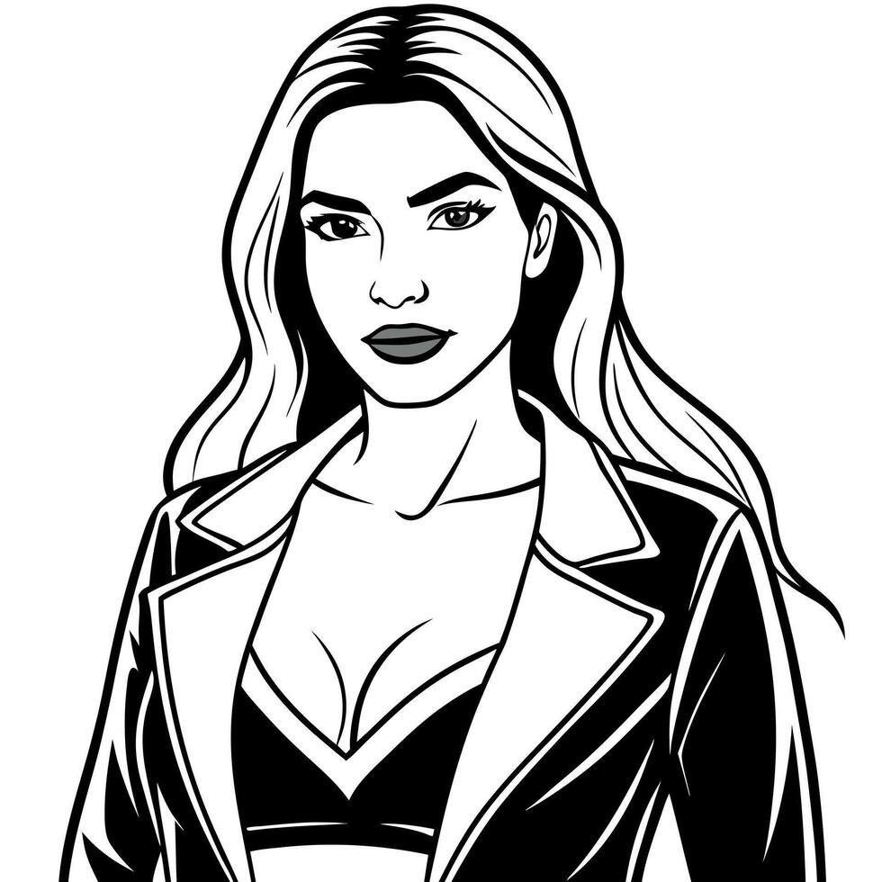 A woman in a black and white drawing vector