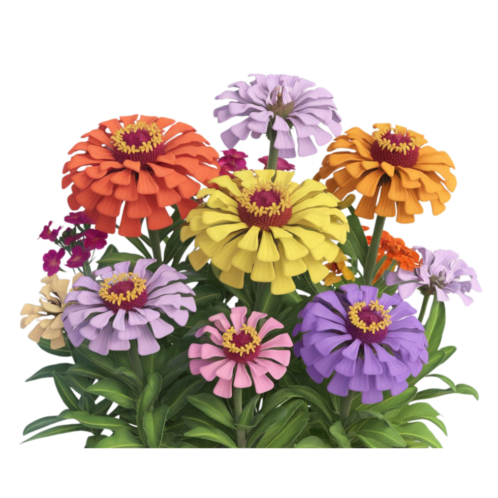 Pastel Zinnia Flowers Blooming In Garden png