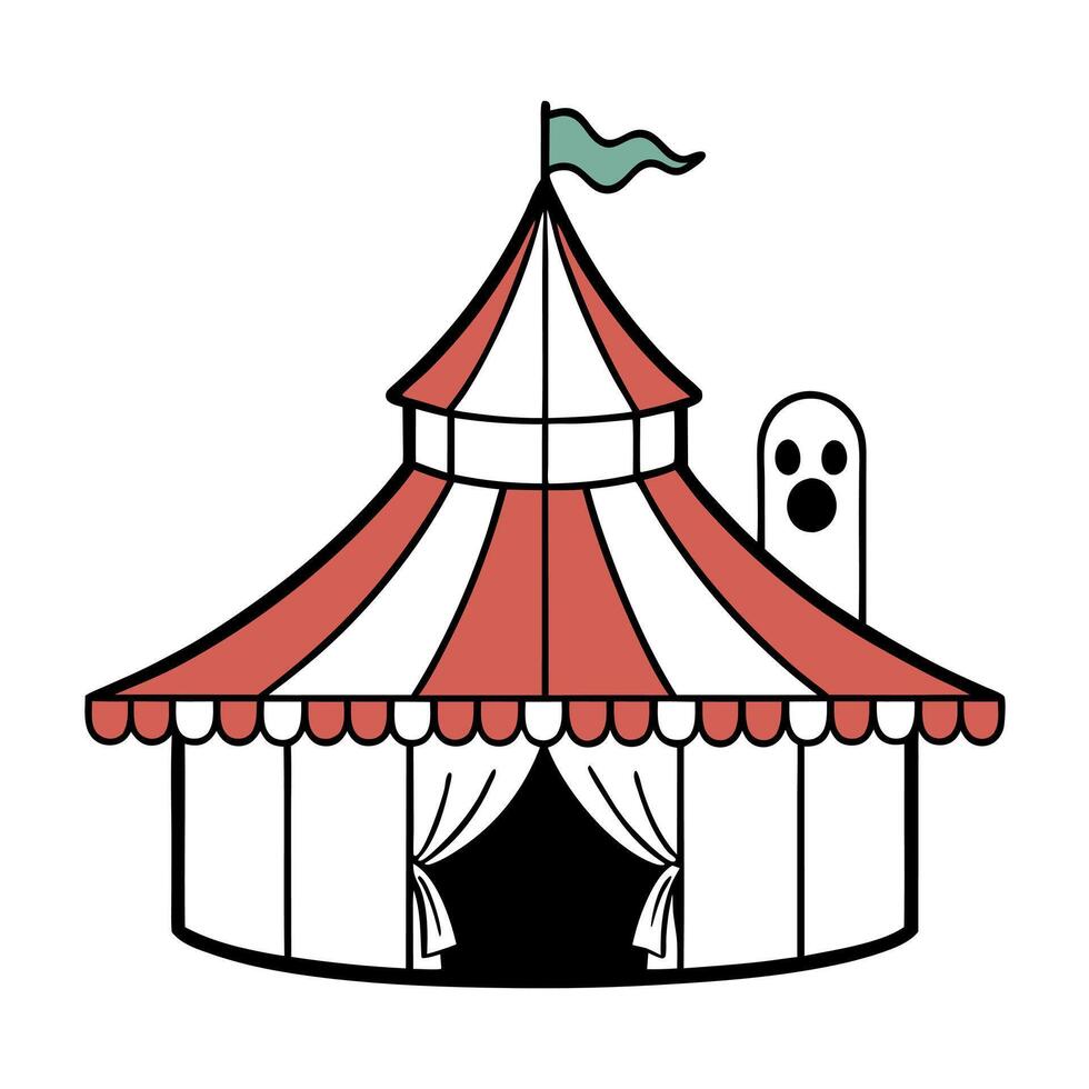 A circus tent with a ghost on top vector