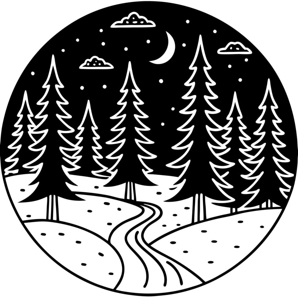 Winter forest landscape illustration vector
