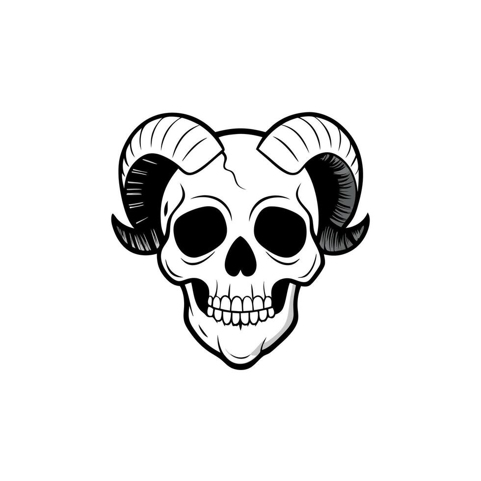 A skull with horns on a white background vector