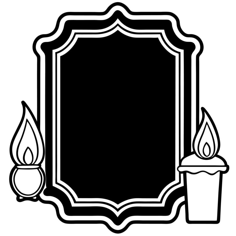 Candle and frame black and white vector