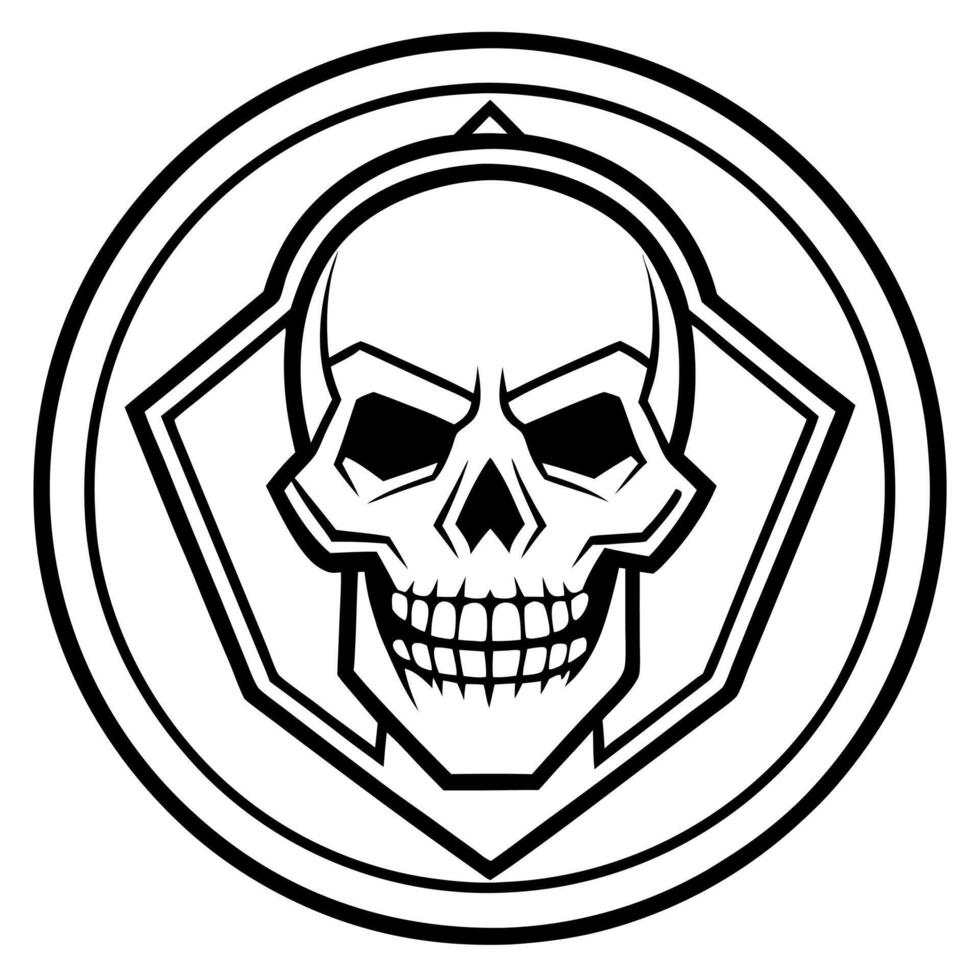 A skull in a circle with a black outline vector
