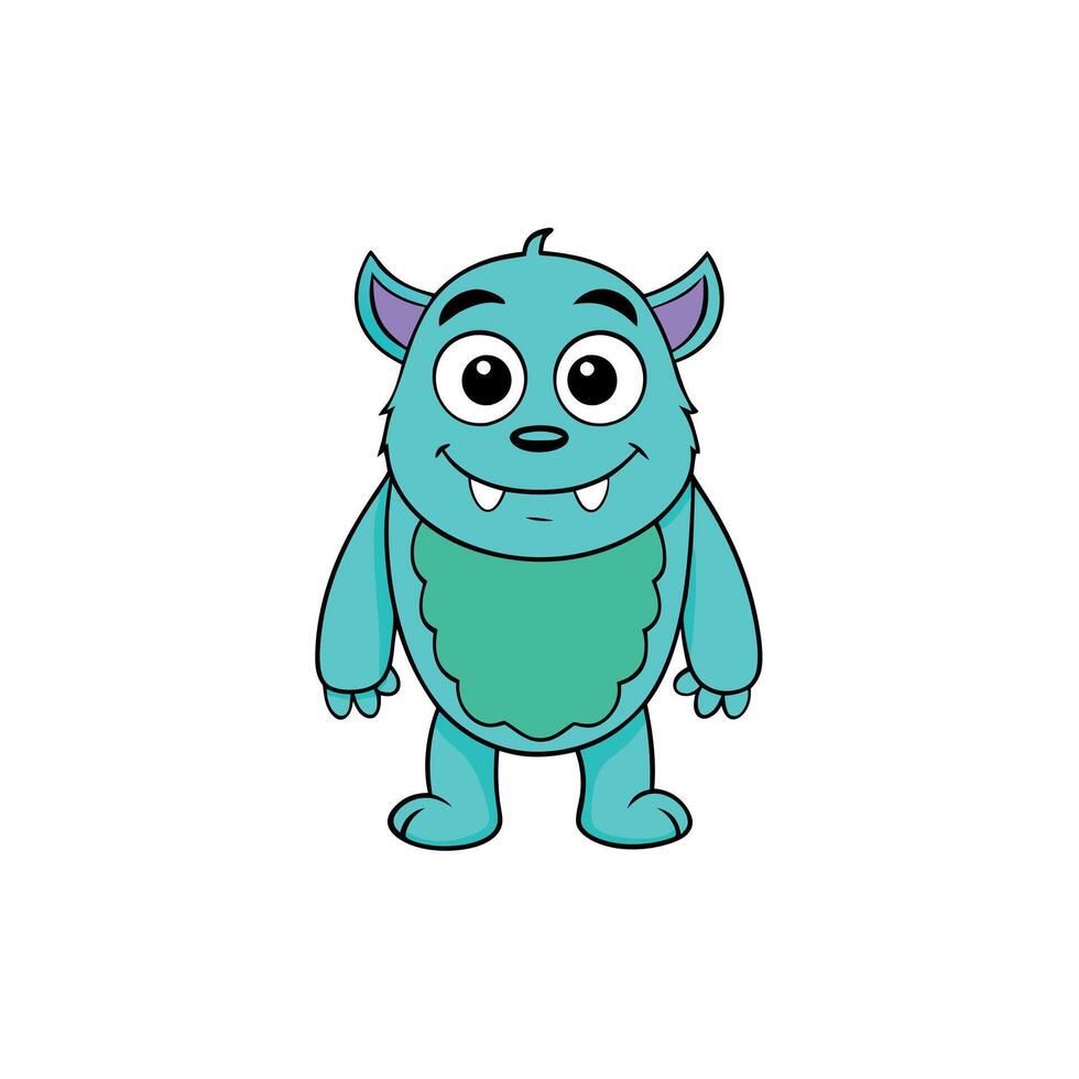 A cartoon blue monster with big eyes vector