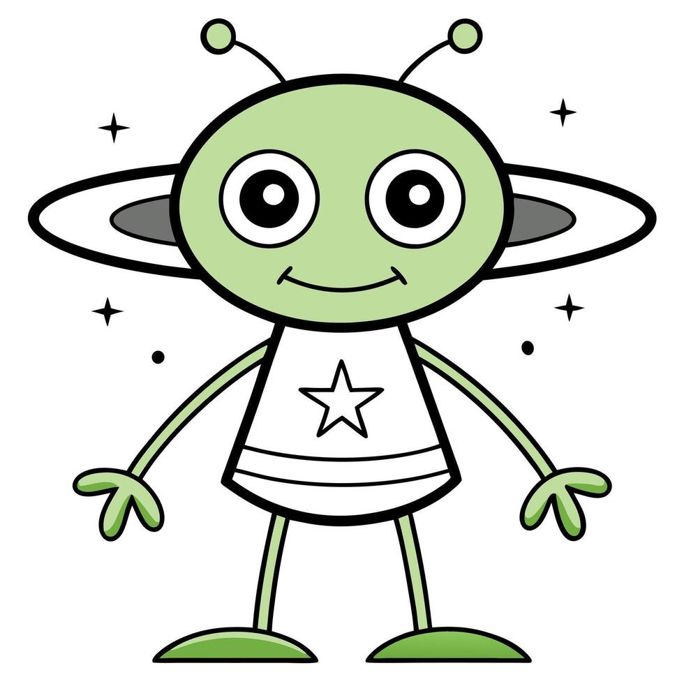 Cartoon alien with star on his head vector