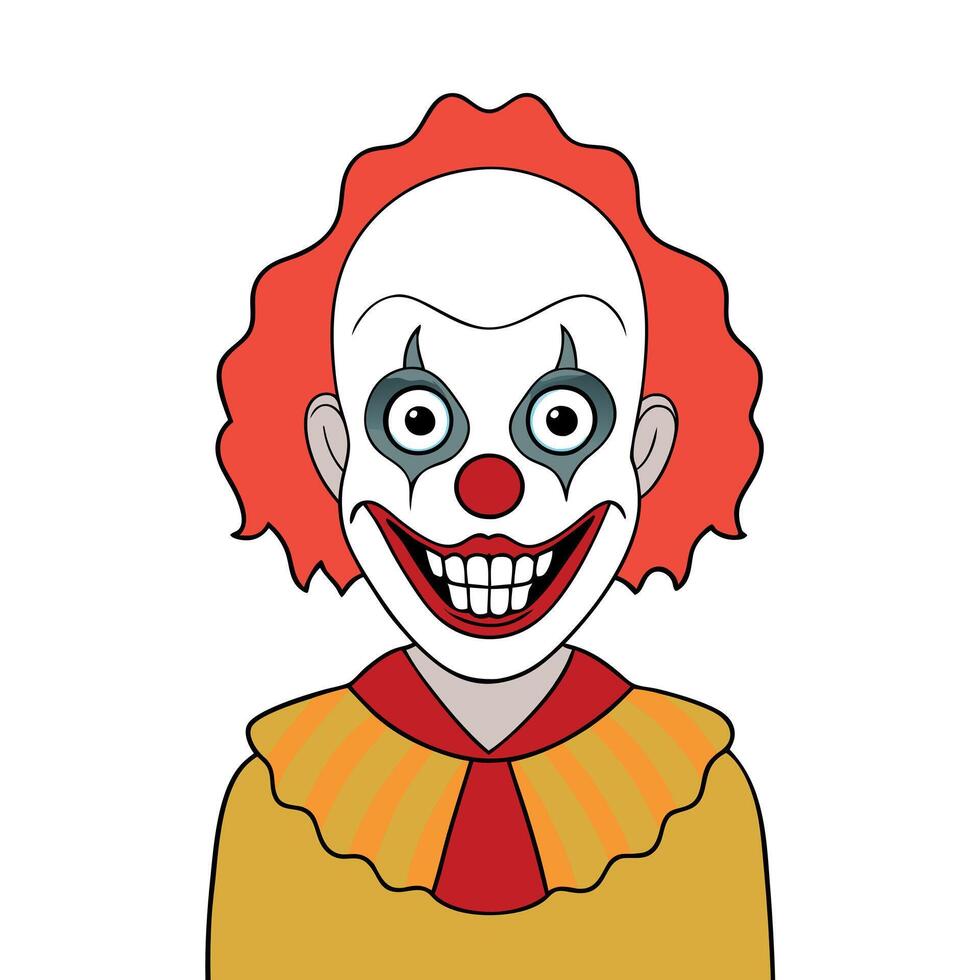 A cartoon clown with red hair and a smile vector