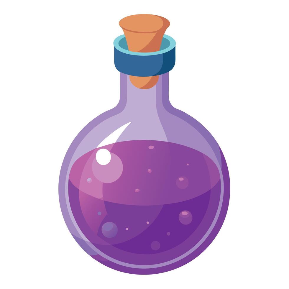 A purple liquid bottle with a wooden stopper vector