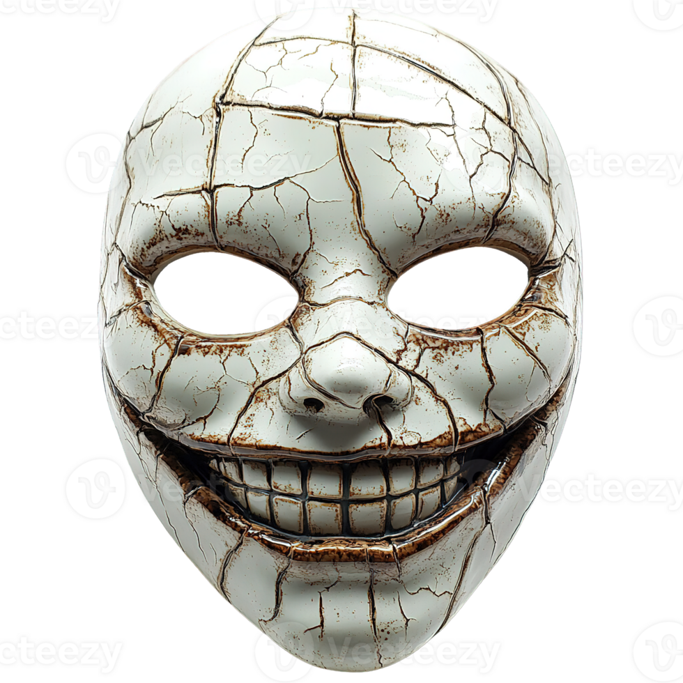 Mask with a cracked face and smile expressiont isolated png