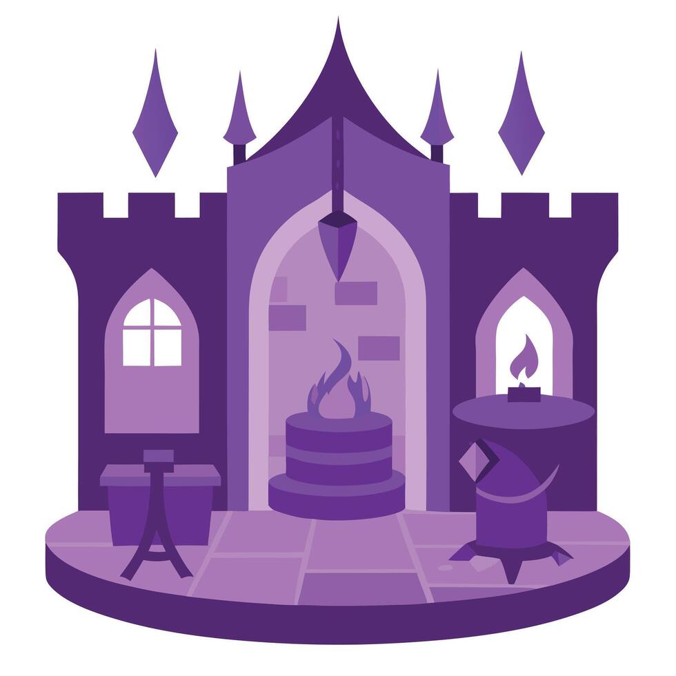 A purple castle with a fire inside vector