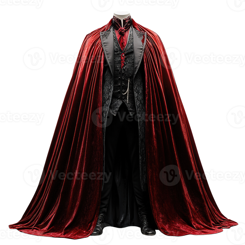 Red cape and black vest isolated on transparent background png