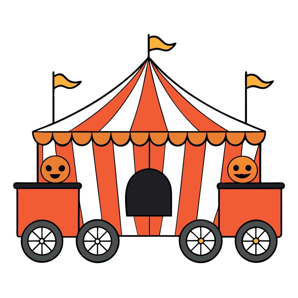 A circus tent with two pumpkins on top vector