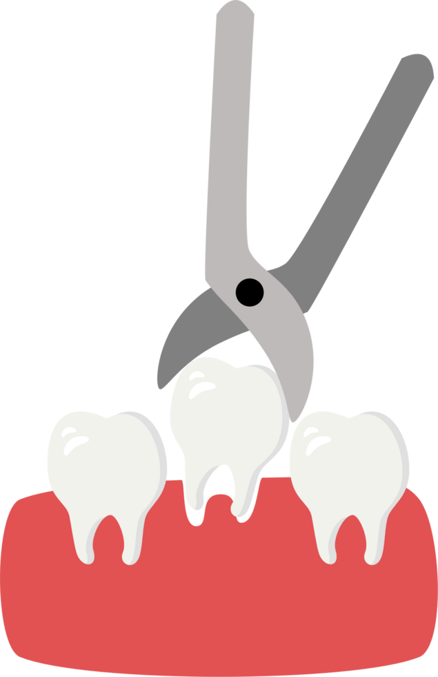 Tooth extraction with dental forceps tool Illustration png