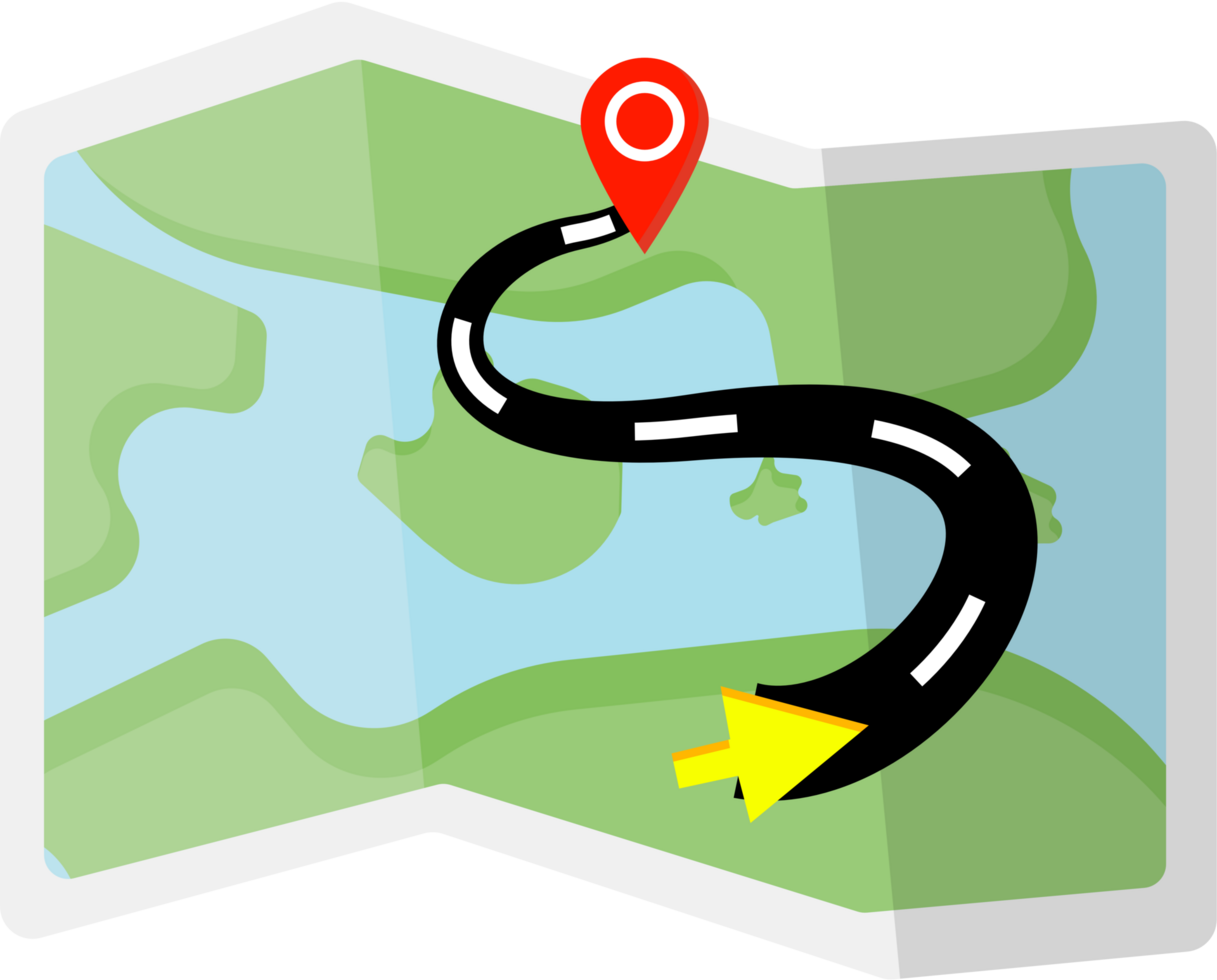 Map with arrow and pin png